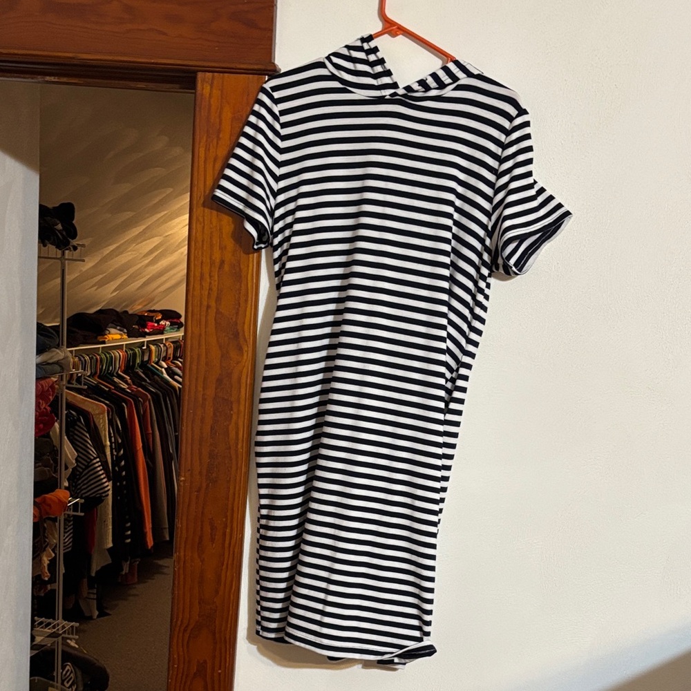 West Loop Striped Black and White Mini Dress